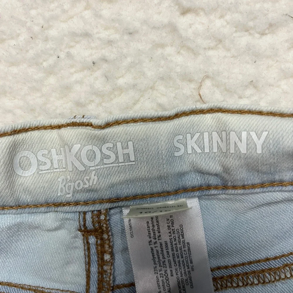 OshKosh Skinny Jeans Girls 10 Light Blue‎ Acid Wash Adjustable Waist Stretch